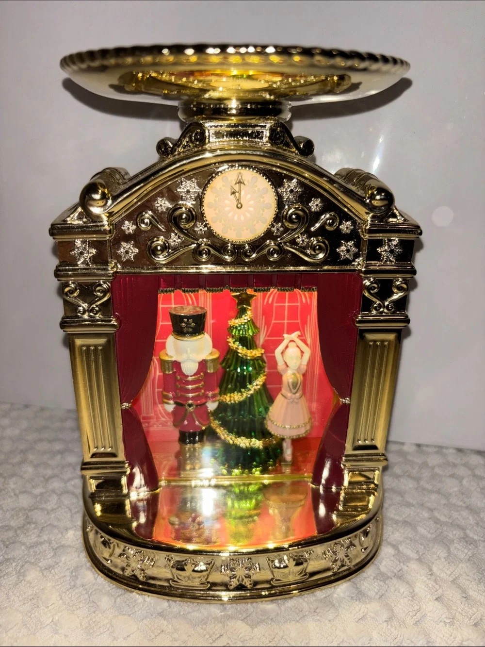 Bath & Body Gold tone Nutcracker lightbox candle holder NWT